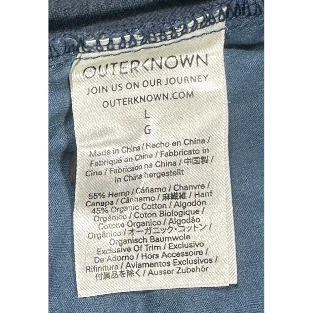Outerknown Verano Beach Pants Men’s L Blue Gray Lounge Drawstring Casual Stretch